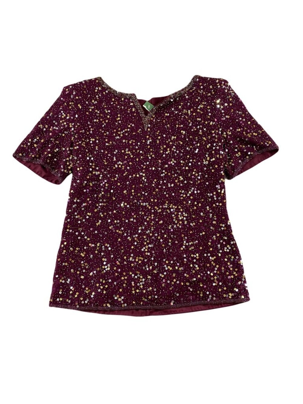 Vintage Deadstock Scala Burgundy Sequin Covered Top - NWT - Small